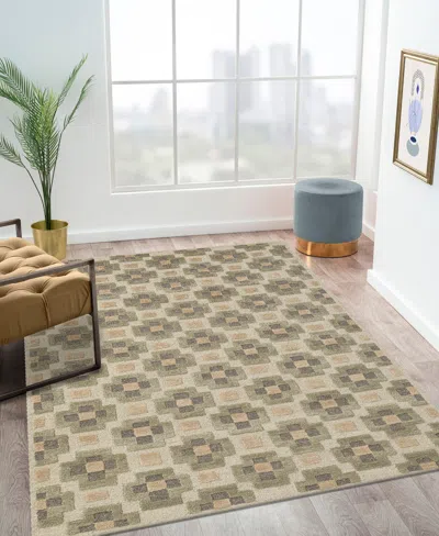 Ashley Terra By Obeetee Glamour 2'6" X 8' Runner Rug In Green