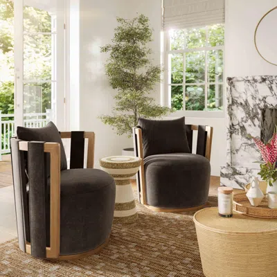 Ashley Tov Furniture Paolo Swivel Chair In Black
