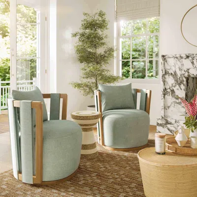 Ashley Tov Furniture Paolo Swivel Chair In Blue