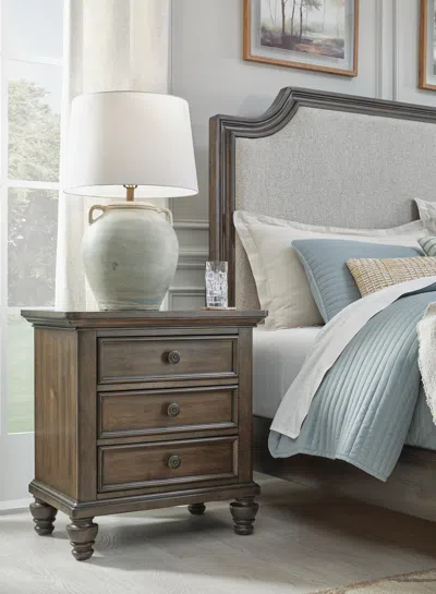 Ashley Veramond 28" 3 Drawer Charging Nightstand In Brown