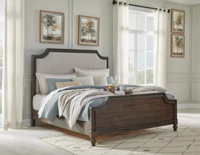 Ashley Veramond King Upholstered Panel Bed In Brown