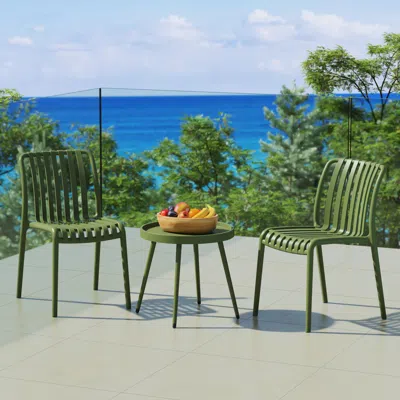 Ashley Westin Furniture Celestine Outdoor Side Table And 2 Chairs In Green