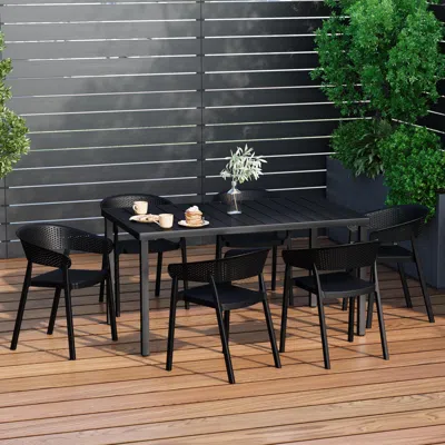 Ashley Westin Furniture Cove Outdoor Dining Table And 6 Chairs In Black
