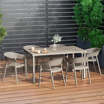 Ashley Westin Furniture Cove Outdoor Dining Table And 6 Chairs In Sand