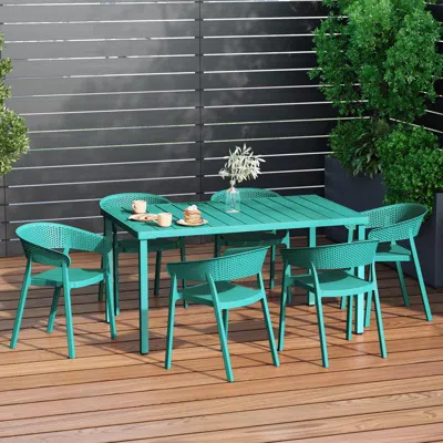 Ashley Westin Furniture Cove Outdoor Dining Table And 6 Chairs In Turquoise