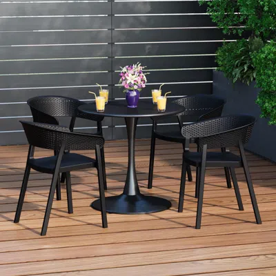Ashley Westin Furniture Cove Solid Outdoor Dining Table And 4 Chairs In Black