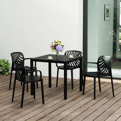 Ashley Westin Furniture Haven Outdoor Dining Table And 4 Chairs In Black