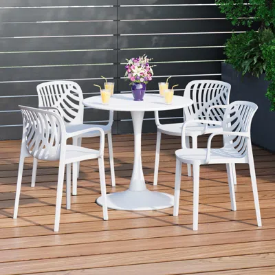 Ashley Westin Furniture Haven Solid Outdoor Dining Table And 4 Chairs In White