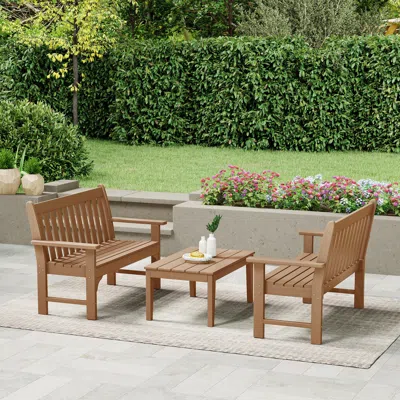 Ashley Westin Furniture Laguna Solid Outdoor Conversation Set In Brown