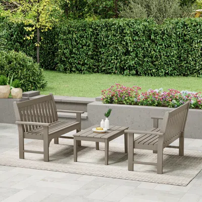 Ashley Westin Furniture Laguna Solid Outdoor Conversation Set In Gray
