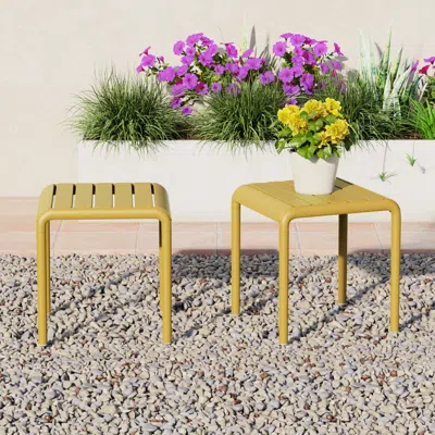 Ashley Westin Furniture Lucienne Square Outdoor Side Table (set Of 2) In Gold