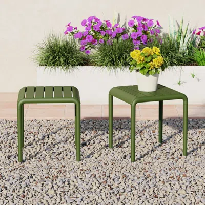Ashley Westin Furniture Lucienne Square Outdoor Side Table (set Of 2) In Green