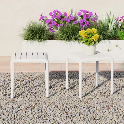 Ashley Westin Furniture Lucienne Square Outdoor Side Table (set Of 2) In White
