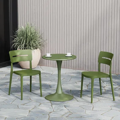 Ashley Westin Furniture Meadow Round Outdoor Dining Table And 2 Chairs In Green