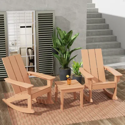 Ashley Westin Furniture Shoreside Outdoor Adirondack 2 Chairs With Side Table In Brown