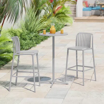 Ashley Westin Furniture Soleil Outdoor Bar Stool (set Of 2) In Gray