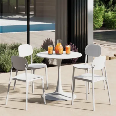 Ashley Westin Furniture Sterling Outdoor Dining Table And 4 Chairs In White