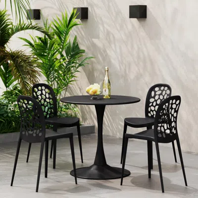 Ashley Westin Furniture Vivienne Outdoor Dining Table And 4 Chairs In Black