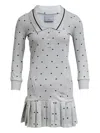 Ashley Williams Amelia Long-sleeve Polka-dot Mini Dress In Gray