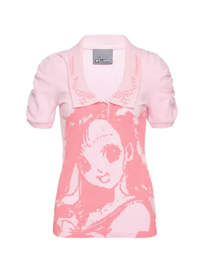 Ashley Williams Amelia Manga-intarsia Polo Shirt In Multi