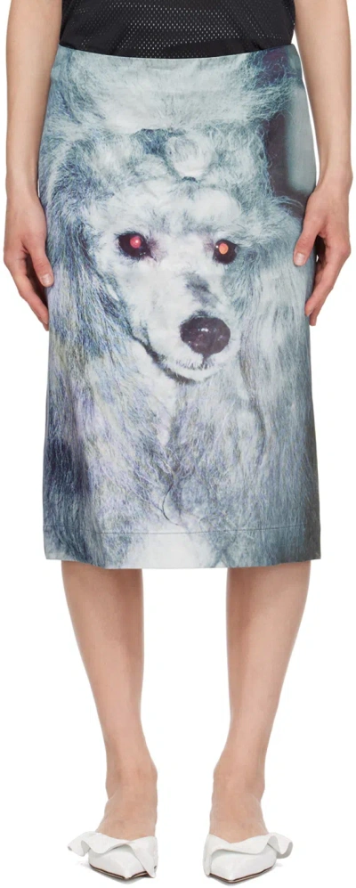 Ashley Williams Black & Blue Poodle Midi Skirt In Grey Poodle