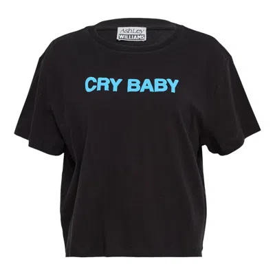 Ashley Williams Black Cropped T-shirt In Burgundy