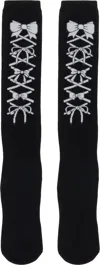 Ashley Williams Black Lace Knee Socks In Black