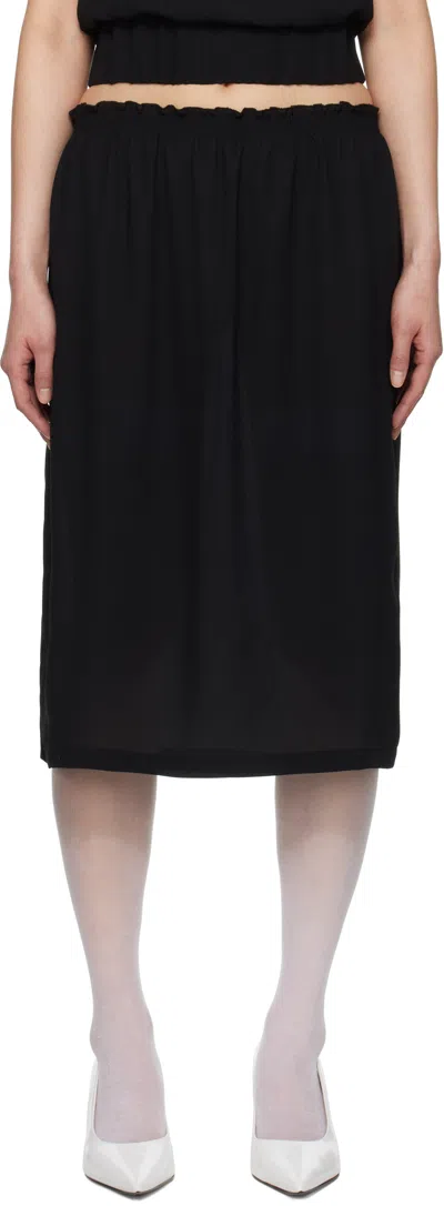 Ashley Williams Black Smocked-waist Midi Skirt