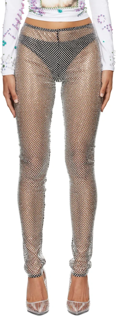 Ashley Williams Black Vegas Leggings In Stretch Fishnet