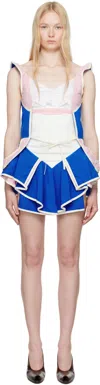 Ashley Williams Blue & Pink Diana Minidress In Blue