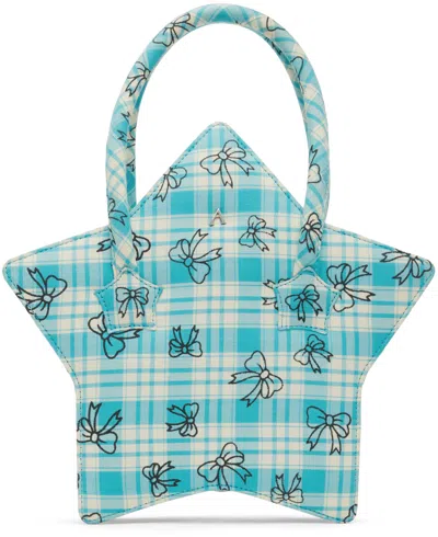 Ashley Williams Blue & White Star Bag In Blue Check W/ Bows