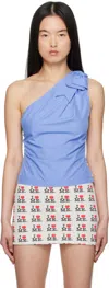 Ashley Williams Blue Bow Top In Blue