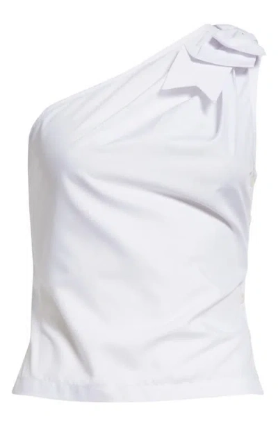 Ashley Williams Bow One-shoulder Top In White