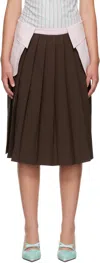 Ashley Williams Brown & Pink Collar Midi Skirt In Pink