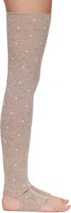 Ashley Williams Brown Knit Toeless Socks In Neutral