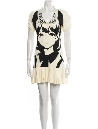 Pre-owned Ashley Williams Graphic Print Mini Dress In Neutral