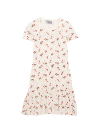 Ashley Williams Graphic-print Pleated Dress In Neutral