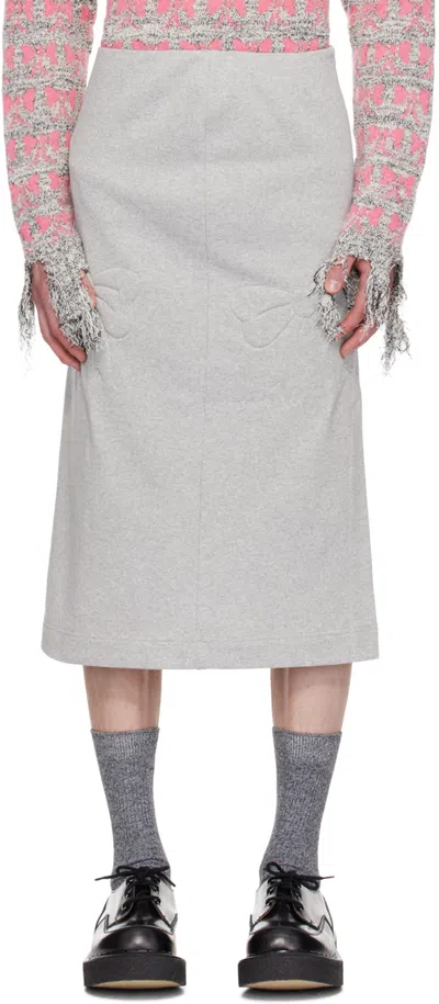 Ashley Williams Gray 3d Bow Midi Skirt In Grey Marl