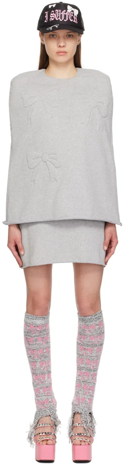 Ashley Williams Gray 3d Bow Minidress In Grey Marl