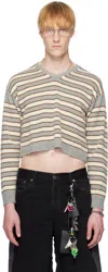 Ashley Williams Gray & Beige Molly Knit Sweater In Striped