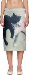 Ashley Williams Gray & Black Kittens Midi Skirt In Gray