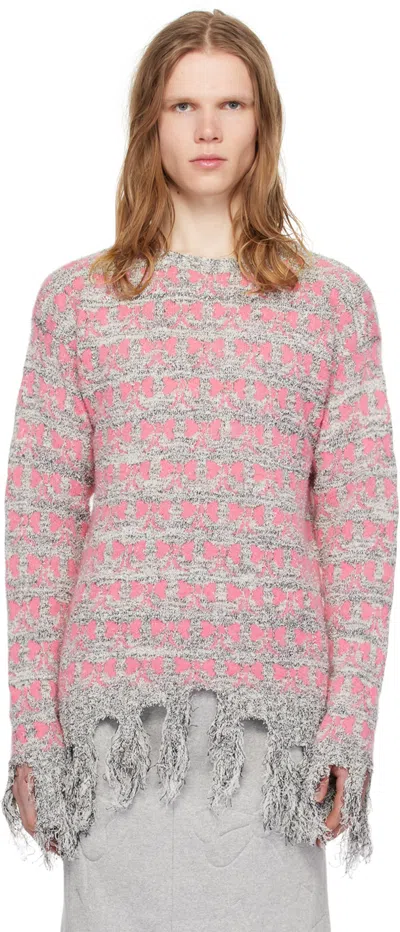 Ashley Williams Gray & Pink Reaper Sweater In Melange & Pink