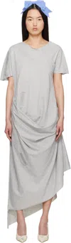 Ashley Williams Gray Comb Embossed Draped Midi Dress In Grey