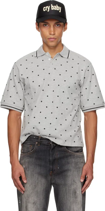 Ashley Williams Gray Polka Dot Polo