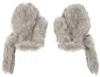 Ashley Williams Gray Storm Mitts In Snow Faux Wolf F