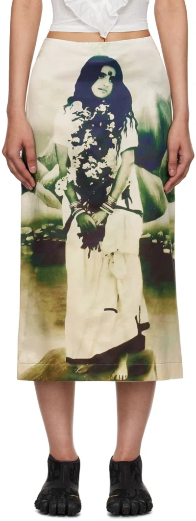 Ashley Williams Green Printed Midi Skirt In Ma