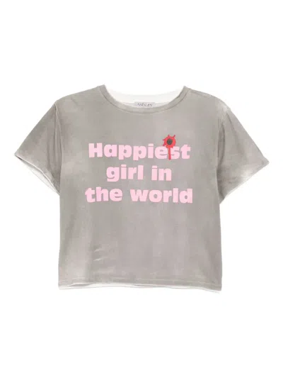 Ashley Williams Happy T-shirt In Gray