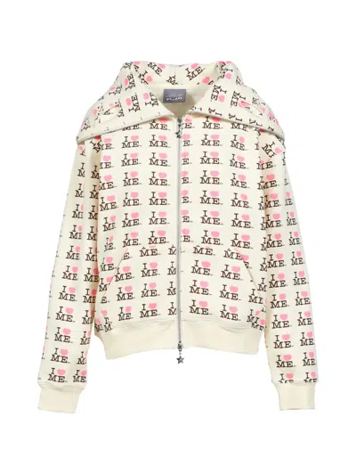 Ashley Williams Heart-print Zip-around Sweatshirt In Multi
