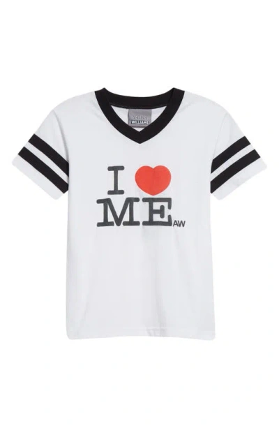 Ashley Williams I Heart Me Cotton Blend Graphic T-shirt In White W/ Black Trim