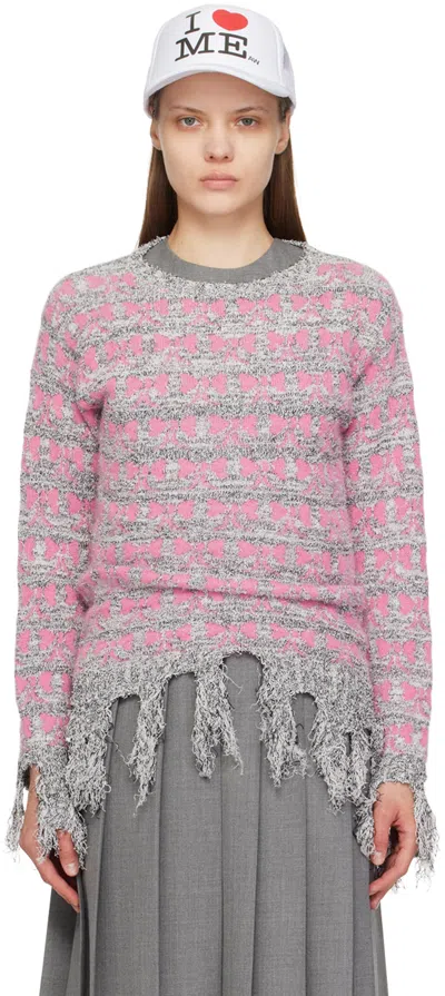 Ashley Williams Multicolor Frayed Jumper In Melange/pink